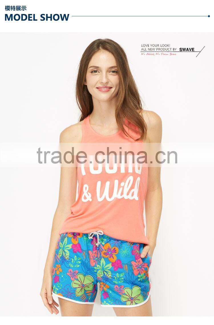 Colorized Flowers Printing Ready Made Ladies Sport Wear Fashion Girls Beach Shorts