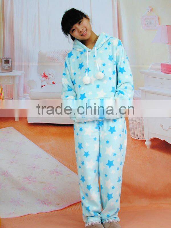 ladies' 100% polyester printed coral fleece pajama