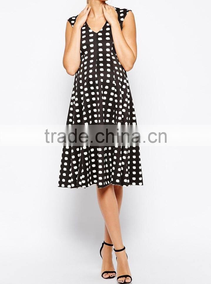 Summer Fashion Maternity Midi Skater Dress in Brushed Spot designer clothing manufacturers in China