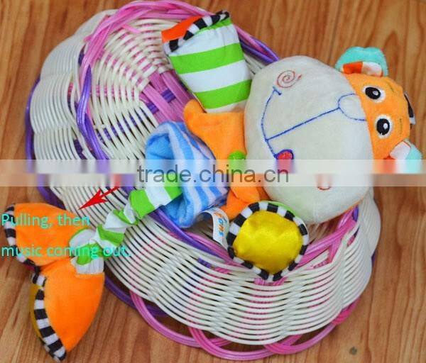 Colorful animal pulling musical Plush toys baby educational plush toys