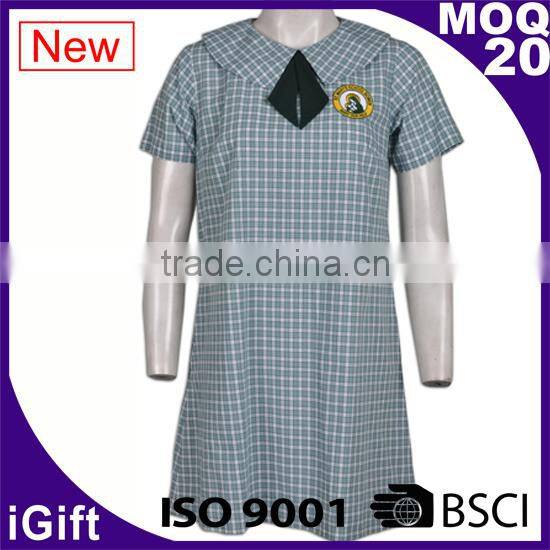 Applique Embroidery logo private school girl uniform shirt