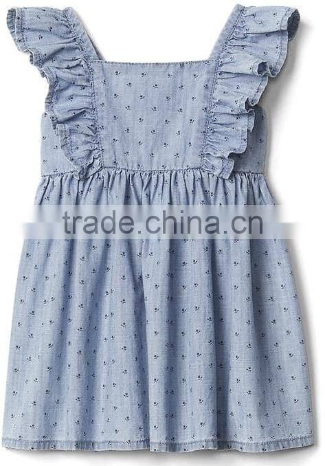 Bulk wholesale 2017 kids clothing cute baby girl summer clothes elegant Floral flutter dress