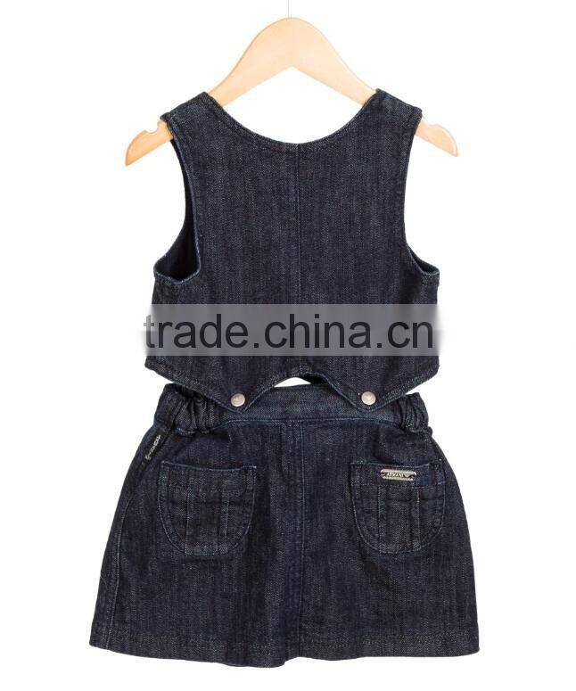 wholesale kids girls detachable denim dress baby clothes new design Baby Girls Cusual Dress