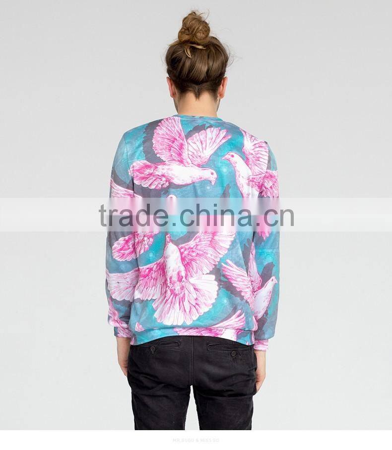 Custom unisex 3D pink dove sublimation popular casual sweatshirt