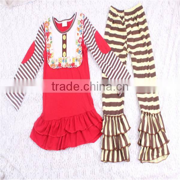 Yiwu Children Christmas Costumes For Babies Long Sleeve Polka Dots Top And Ruffle Casual Pant Kids Clothes Hot Sale Suppliers