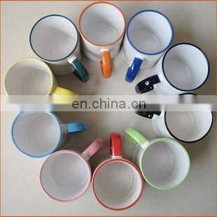 11 oz.Sublimation rim+handle color mugs