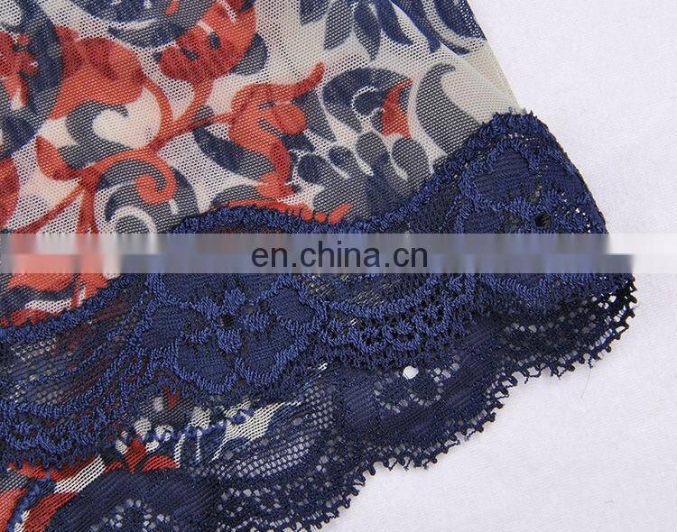 2015 Flower Printed Sleeveless Ladies Bra and Panty Sets Camisole