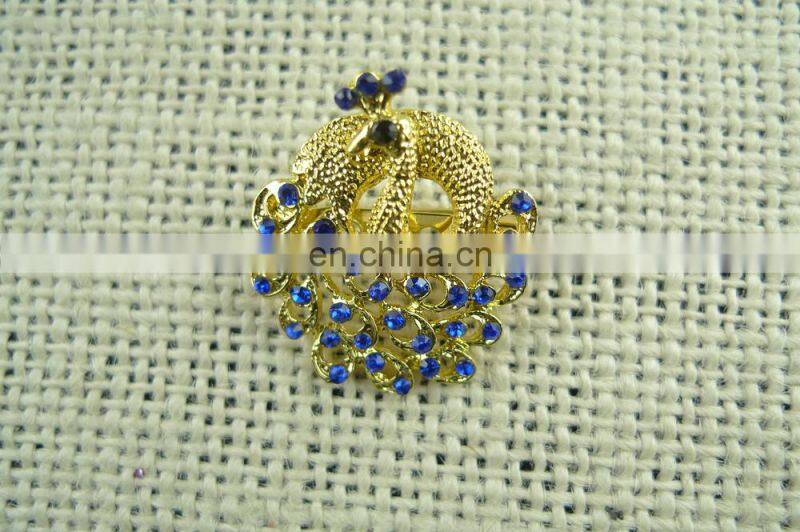 2015 peacock design rhinestone brooch with pin for decoration