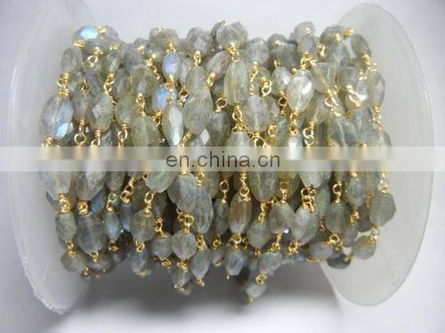 Pearl Gemstone Wire Wrapped Beaded Chain