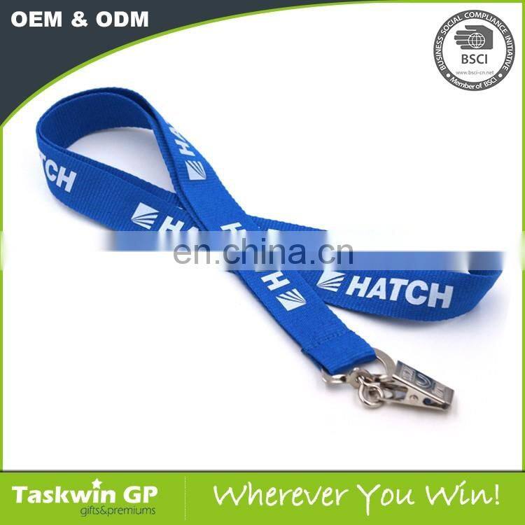 New arrival custom cheap printed polyester blue lanyards no minimum order