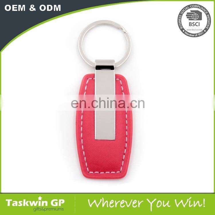 Good quality Promotional custom leather keychain and metal keyring