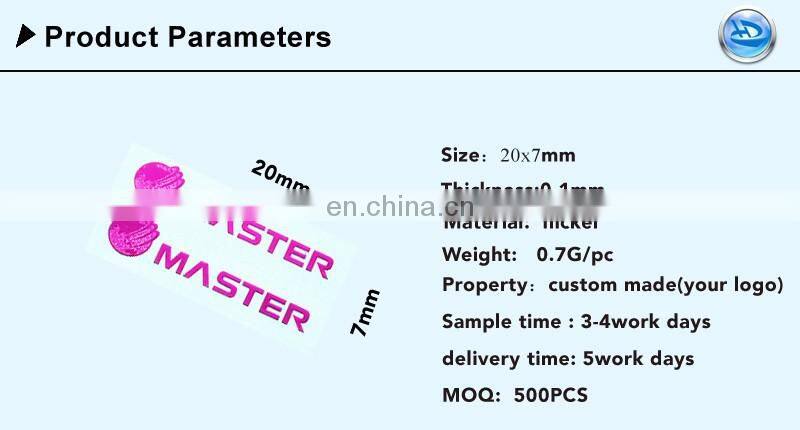 Customized Metal Electroform Silver/ Gold/ Rose Gold Color Metal Nickel sticker