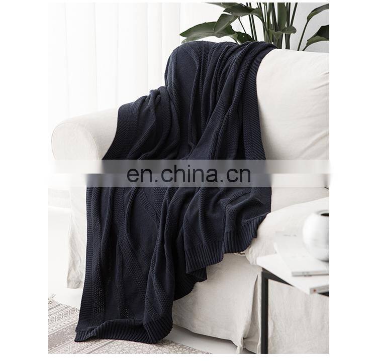 RAWHOUSE hot sale Ivory white Claret Navy blue knitted cotton blanket
