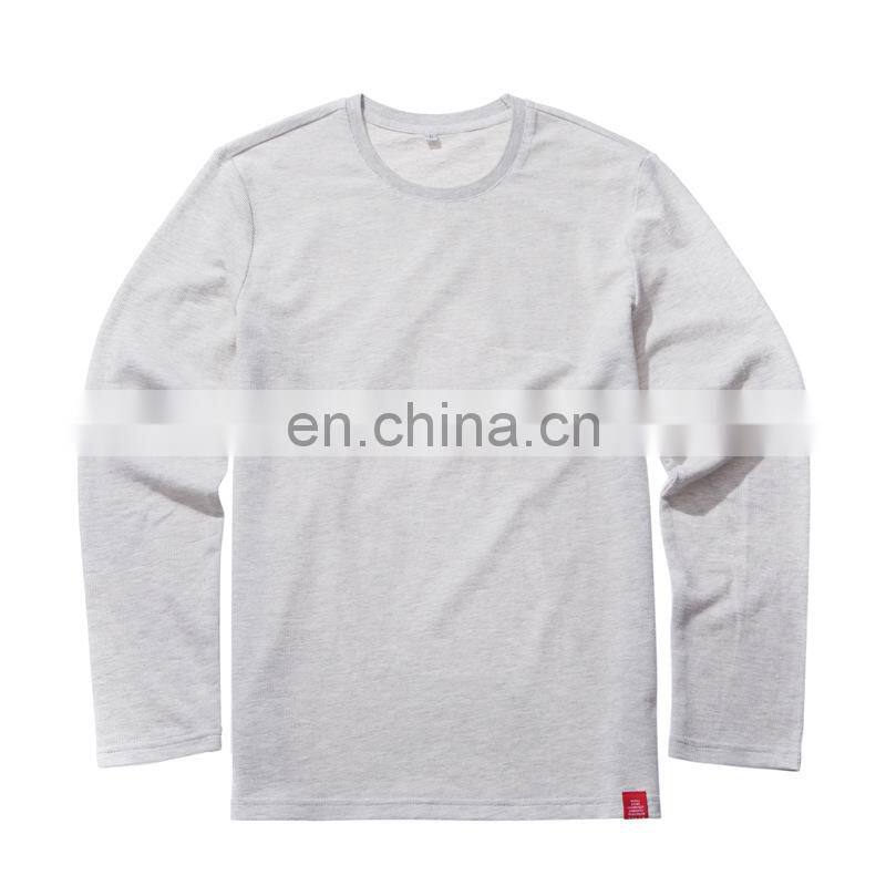 Custom blank 100 soft cotton long sleeve Casual Blank Mens crew neck t-shirt