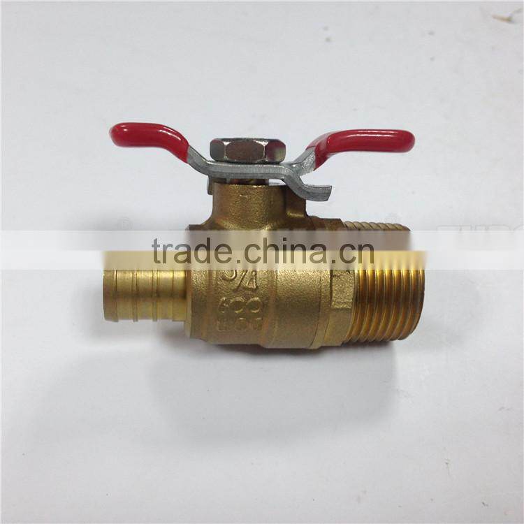 Trade assurance 3/4" butterfly handle forged brass male ball valve for heater system