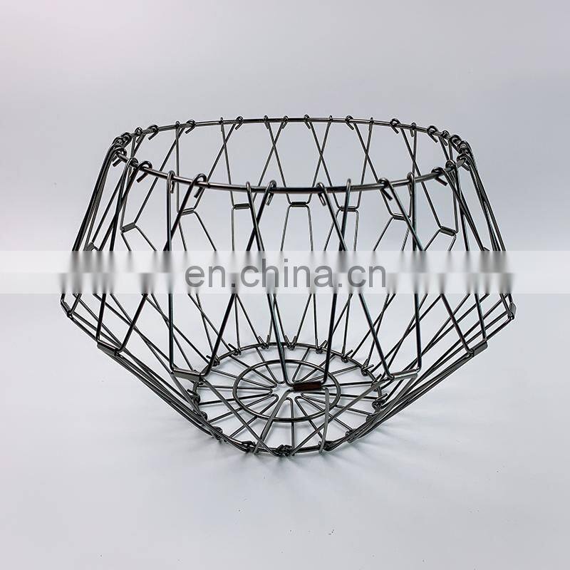 foldable organizer storage basket wholesale Home Mesh Food Clothes Gift Desk folding metal baskets