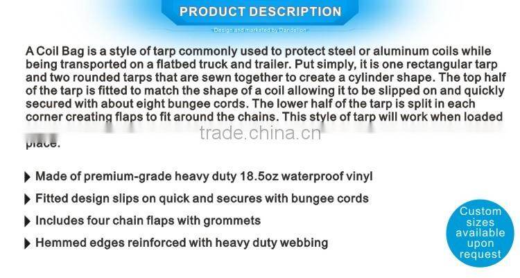 7' Round x 4' Across Flat Coil Tarp w/ Side Flaps for Flatbed Truck