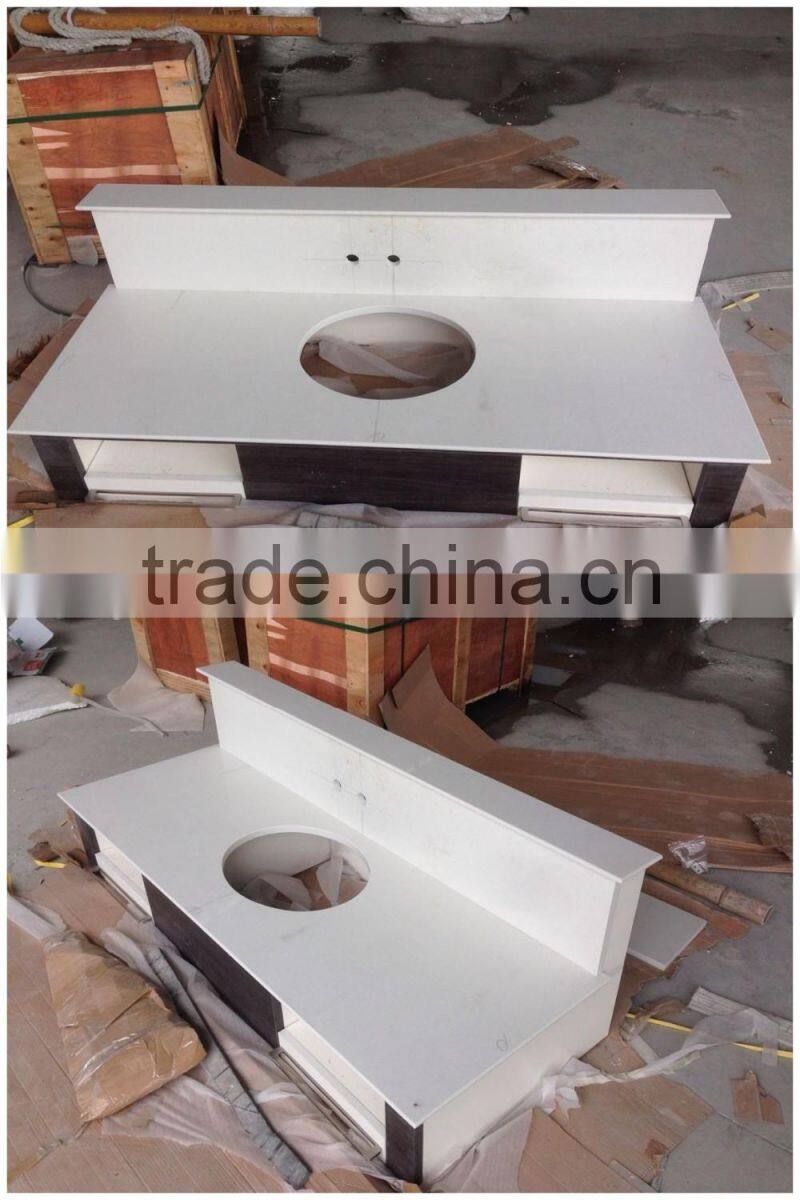 Hampton Inn & Suites White Quartz Vanity Top and Bathroom Cabinet