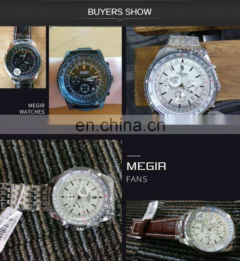 MEGIR Original Men Watch Stainless Steel Quartz Watches Men Top Brand Luxury Clock Men Relogio Masculino 2008