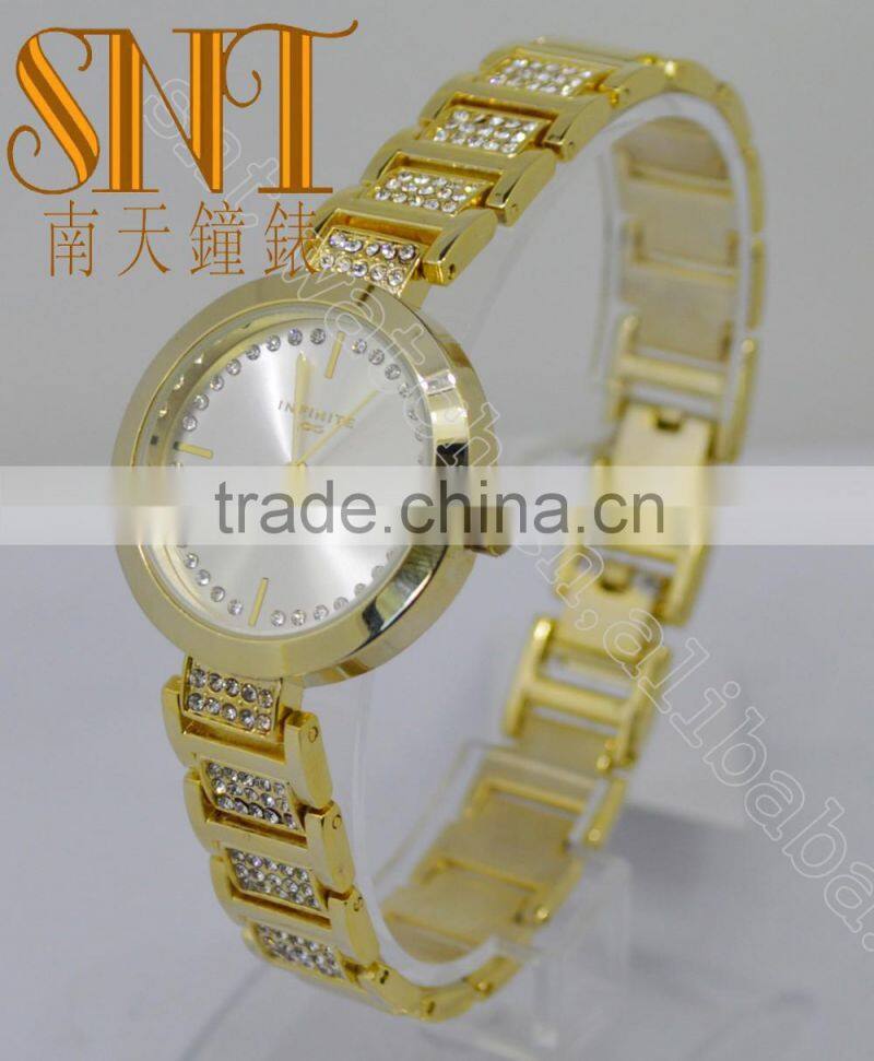 SNT-LA125-LA127 Gold Sunray Dial With Stone For Lady