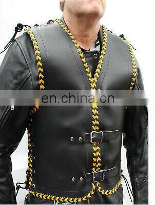 Men Biker Retro Waistcoat Male Punk Sleeveless motorcycle vest Genuine leather Metal Chain Biker Vest Motorcycle Sleeveless vest