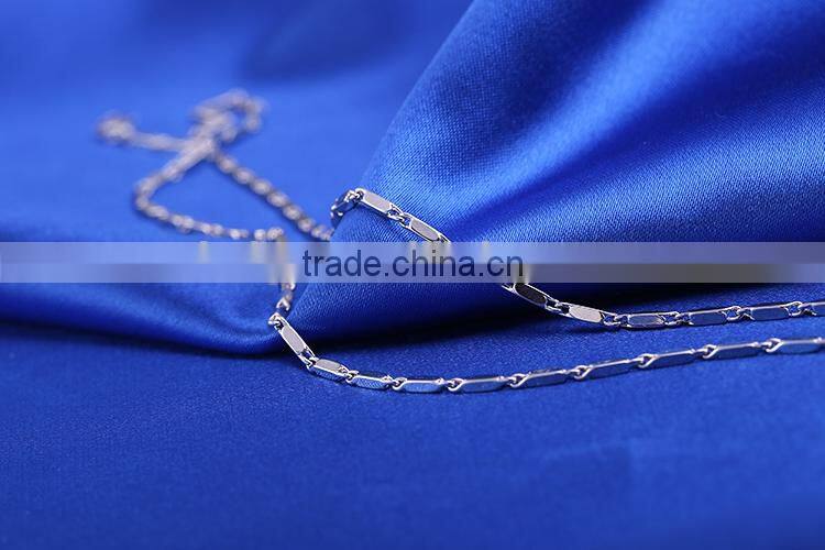 yiwu wholesale jewelry rhodium plated brass chain beautiful oblong shape necklace