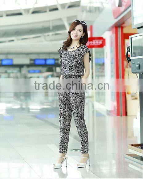 Show thin printed chiffon jumpsuits summer clothes pants female leisure trousers