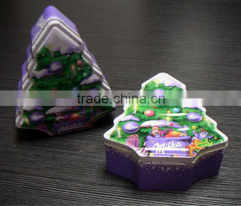 christmas tree shape tin gift box