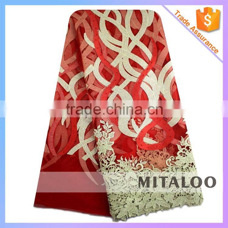 Mitaloo MFL0130 African White Lace Polyester Fabric Net Lace Nigeria Orange African Lace