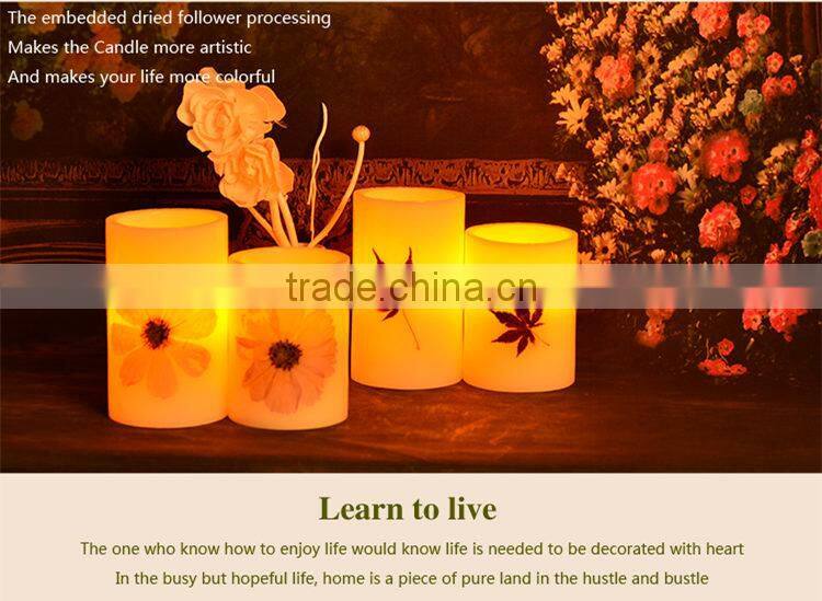 Embedded maple and flower flameless led candle light