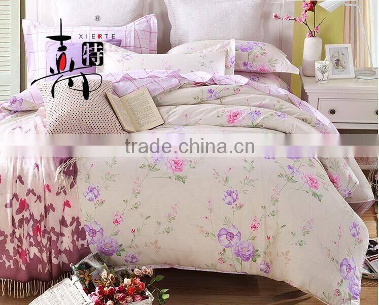 hot sale spring cotton twill reactive flocked printing home use bedding sets