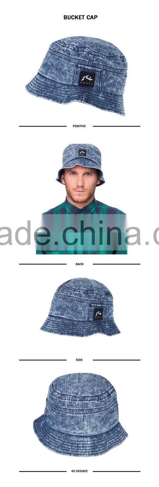 Hot selling stonewashed blue plain bucket hat wholesale