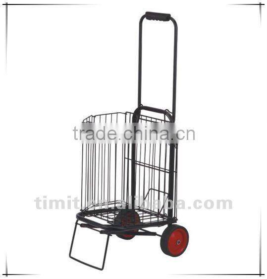 Simple Design Practical Aluminum Foldable Black Shopping Trolley Cart