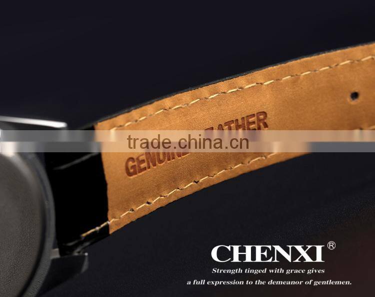 China CHENXI leather watch 005AML,Genuine cow leather or PU leather watch for Customized your logo