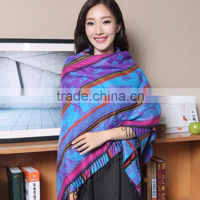 Antique Jacquard Wool Square Shawl