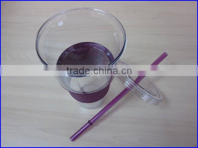 BPA free Plastic sinlge wall 32 oz acrylic tumbler with straw and diamond sleee as gifts FDA standard