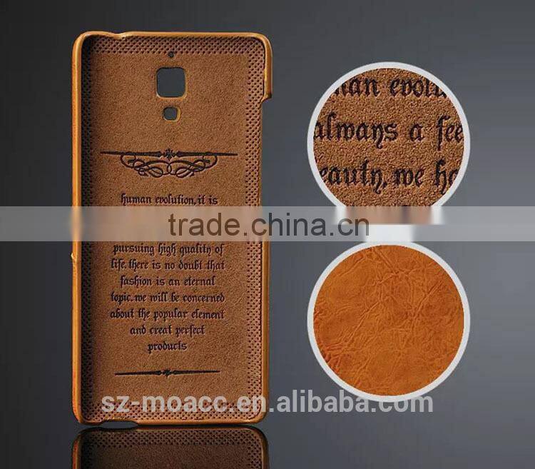 High Quality pu leather Back Cover case for xiaomi mi4