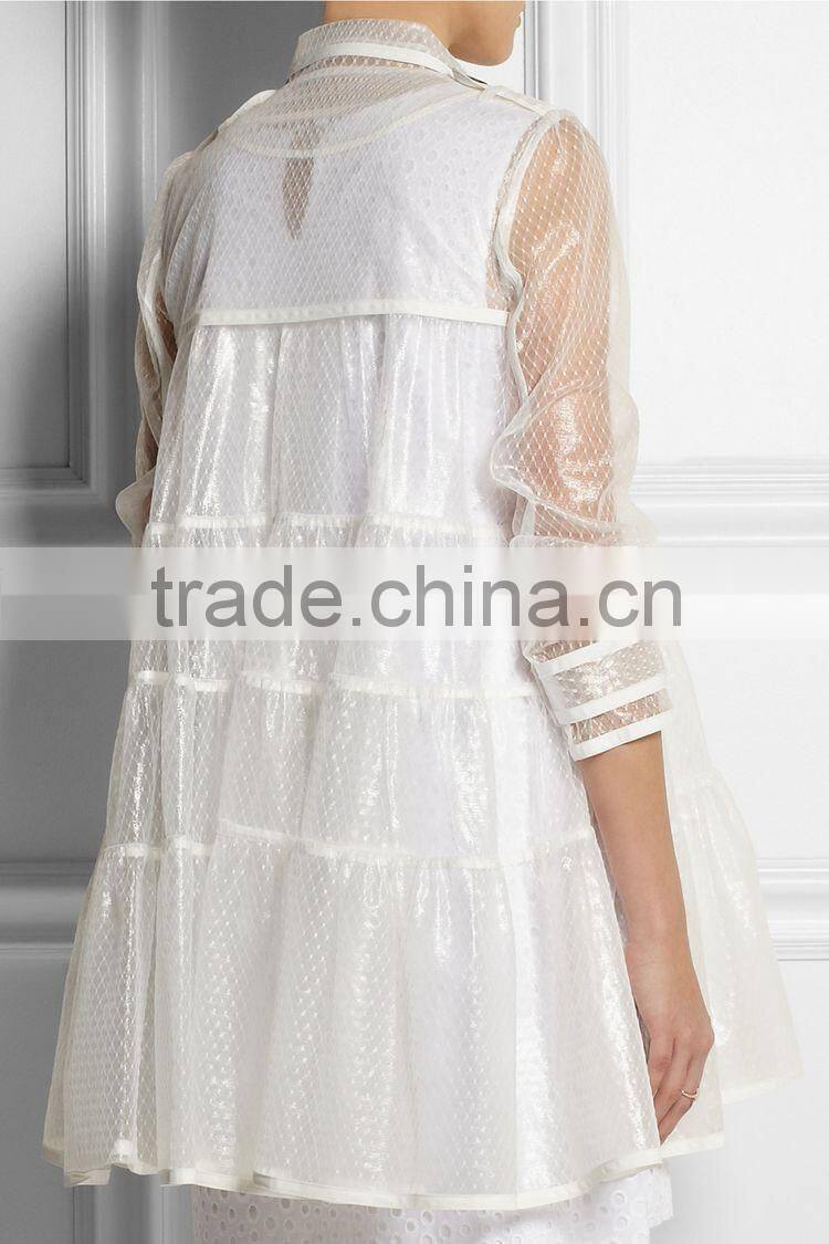 Unique brands designs fashion 2014 hot selling sexy lace turn-down collar double breasted thin coat for trendy women C17281
