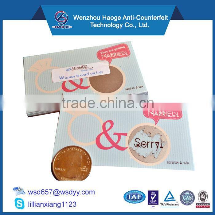 Lucky lottery scratch card,scratch and win cards