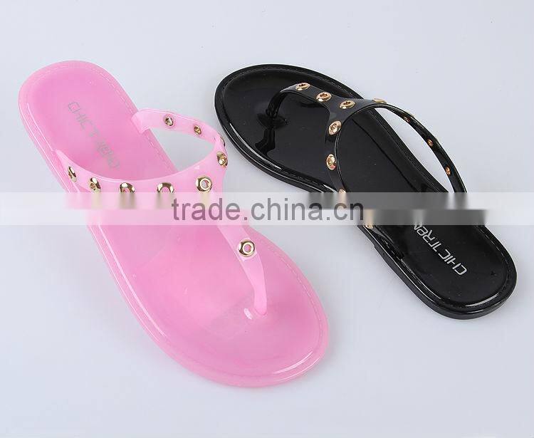 2015 Sweet Girl Summer Beach Wholesale Candy Color Jelly Slippers Flat Plastic Indoor Slipper shoes Flip-flops