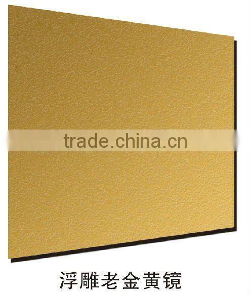 emboss crystal yellow mirror/ colored mirror glass/decorative glass