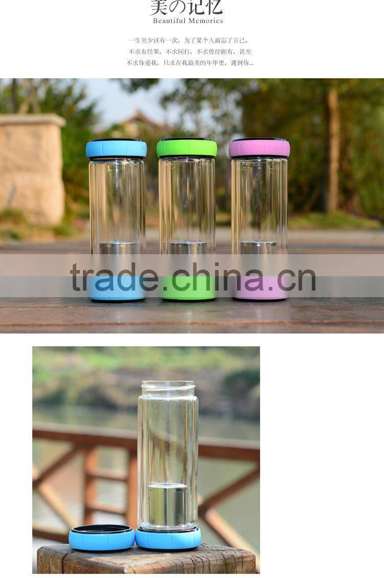 good quality Chinese factory whole double walled glass infuser tea bottle