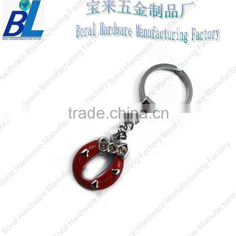 Custom O shape decoration for car keychain with enamel