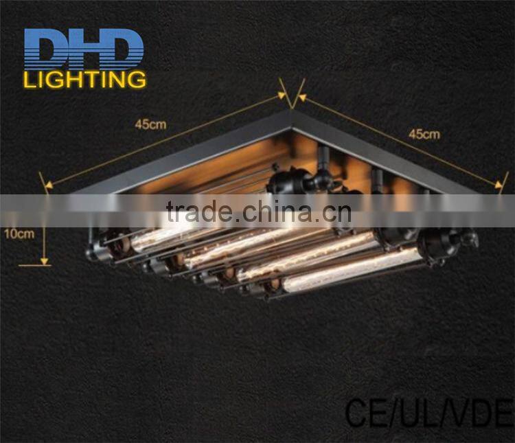 4-arm long iron cage ceiling light edison industrial vintage chandelier