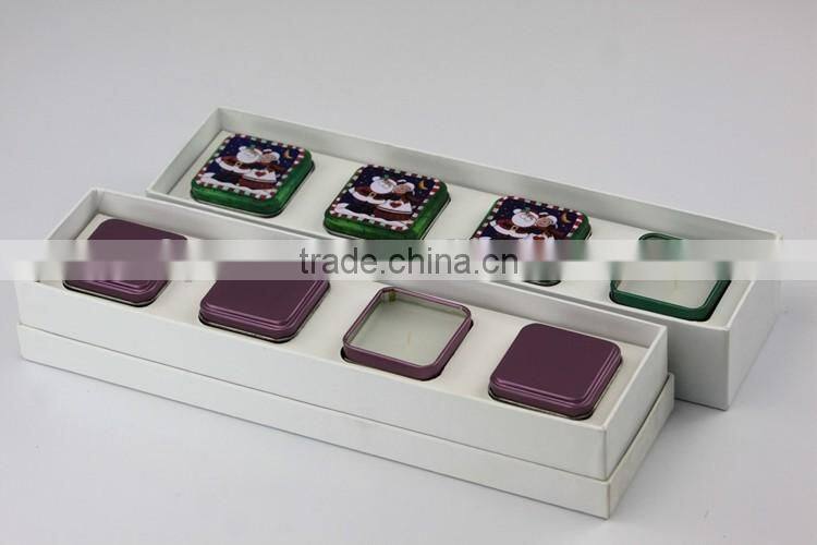 Round soy scented tin candle with English style