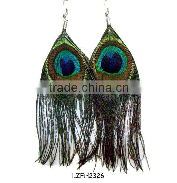 Vintage Dangle Peacock Feather Earrings LZMM18