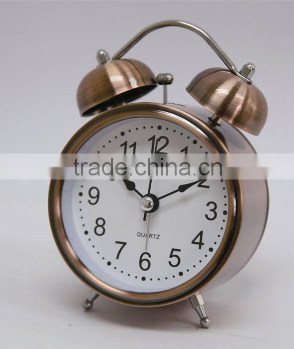 3" twin bell alarm clock, red twin bell alarm clock