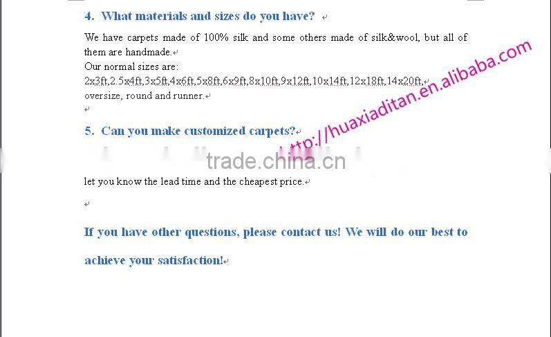 FACTORY PRICE classic hand knotted silk rug carpets