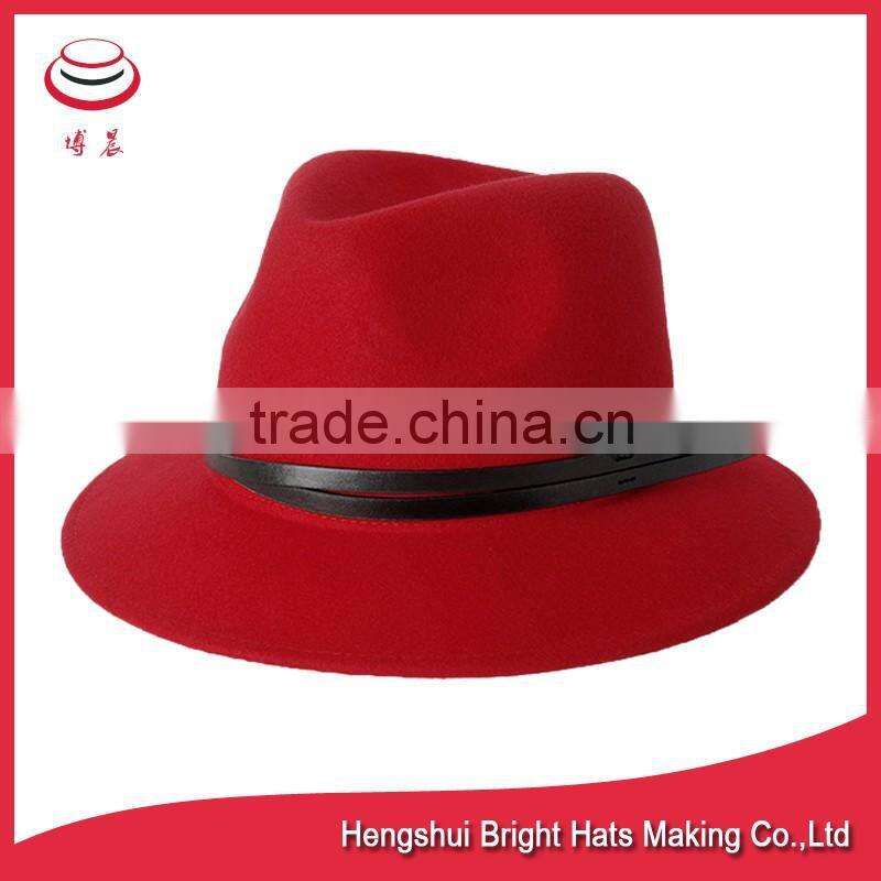 Wool Black Modern Upturned Brim Felt Fedora Hat