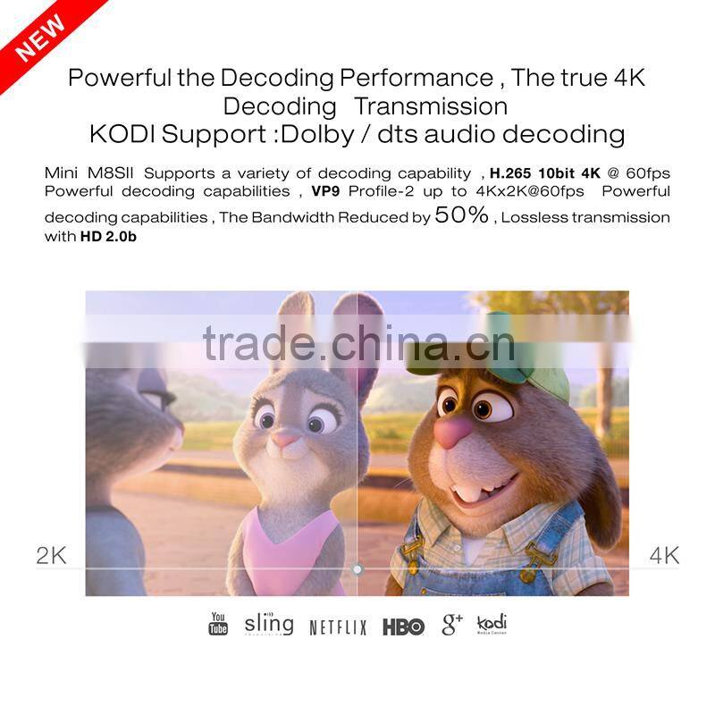 2016 The Latest S905X quad core android 6.0 marshmallow tv box mini m8s II 2G RAM 8G ROM